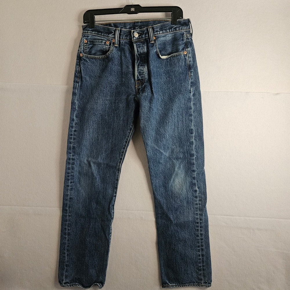 Levis 501 Original Fit Mens Blue Jeans Straight Button Fly W31 L30 Medium Wash
